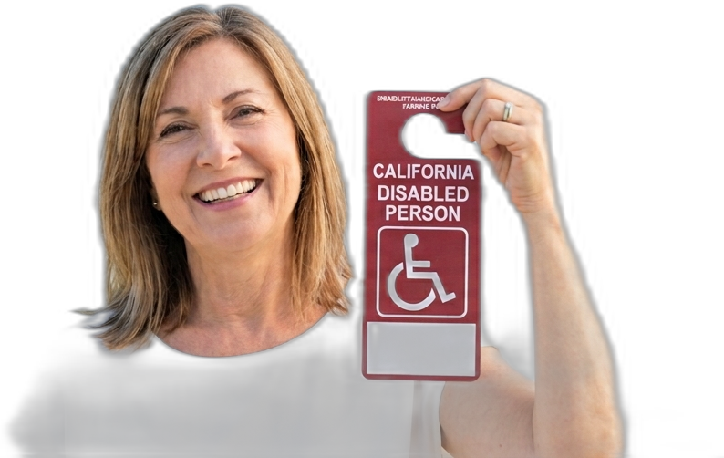 Patient holding disability parking placard